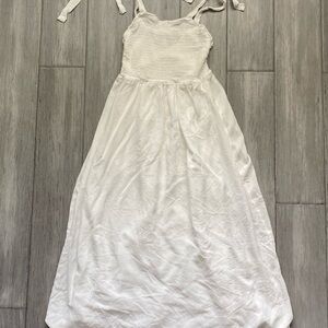 Hippie Rose White Womens Tie-Shoulder Maxi Dress Flowy Summer Breathable
